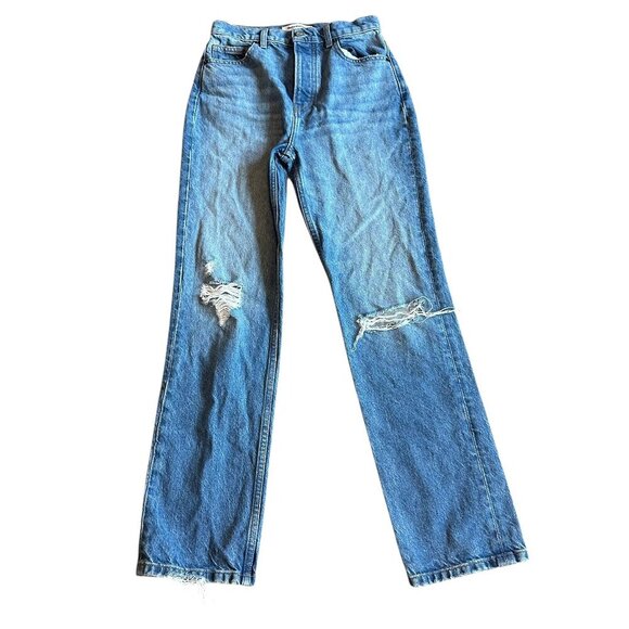 Reformation Denim - Reformation Cynthia High Rise Straight Jeans Shasta Destroyed Wash Size 26 Women
